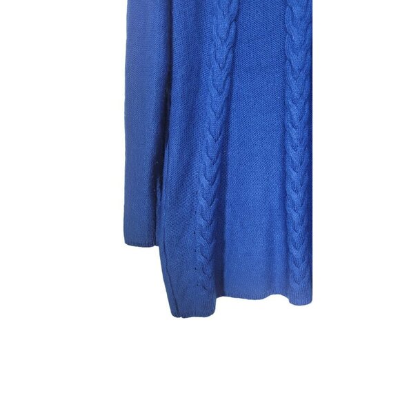 Soft Surroundings Royal Blue Full Zip Chunky Knit Hooded Long Line Sweater Sz S - Picture 12 of 14